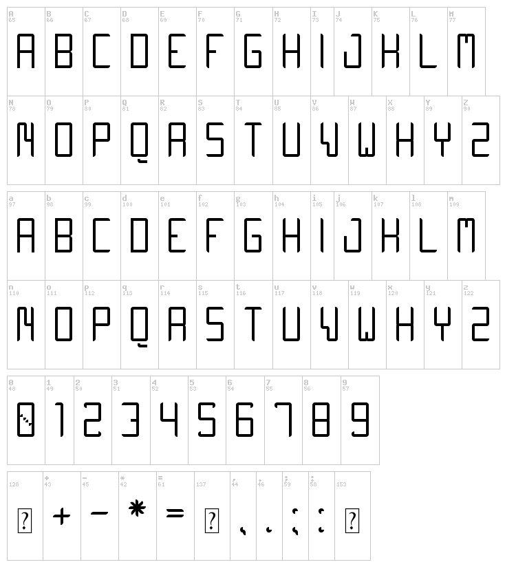 Quiwo Luse TFB font map